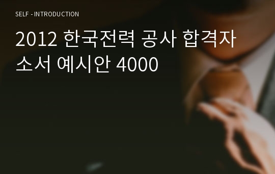 2012 한국전력 공사 합격자소서 예시안 4000