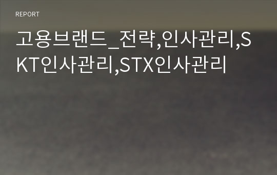 고용브랜드_전략,인사관리,SKT인사관리,STX인사관리