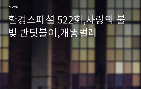 환경스폐셜 522회,사랑의 불빛 반딧불이,개똥벌레