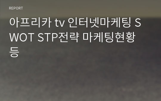 아프리카 tv 인터넷마케팅 SWOT STP전략 마케팅현황  등