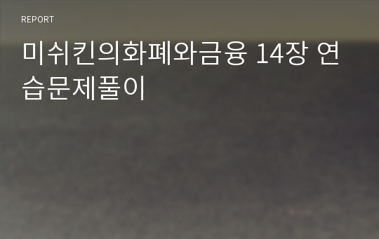 미쉬킨의화폐와금융 14장 연습문제풀이