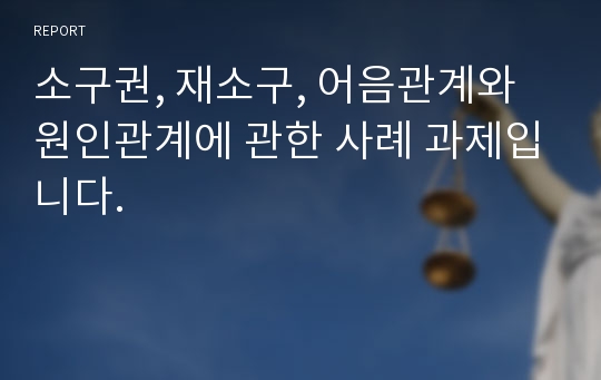 소구권, 재소구, 어음관계와 원인관계에 관한 사례 과제입니다.