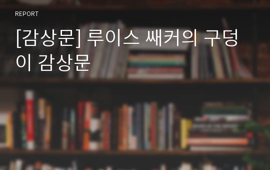 [감상문] 루이스 쌔커의 구덩이 감상문