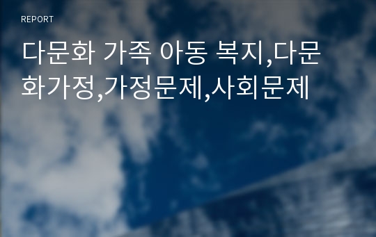 다문화 가족 아동 복지,다문화가정,가정문제,사회문제