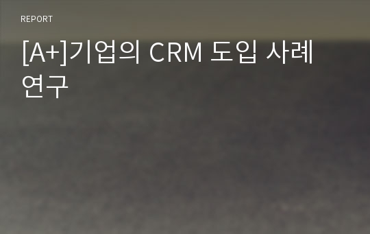 [A+]기업의 CRM 도입 사례 연구