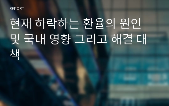 현재 하락하는 환율의 원인 및 국내 영향 그리고 해결 대책