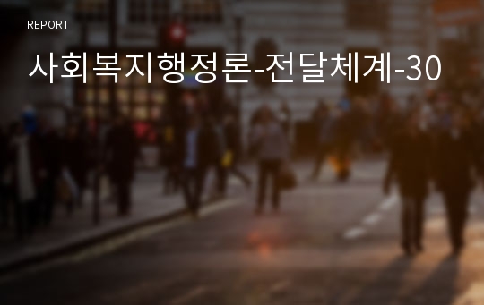 사회복지행정론-전달체계-30