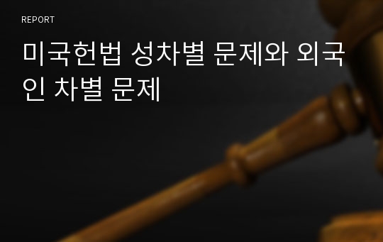 미국헌법 성차별 문제와 외국인 차별 문제