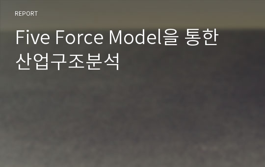 Five Force Model을 통한 산업구조분석