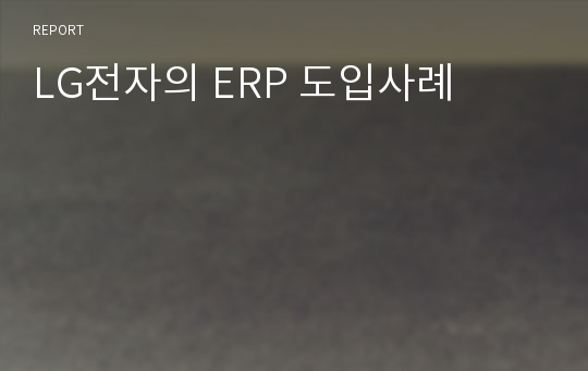 LG전자의 ERP 도입사례