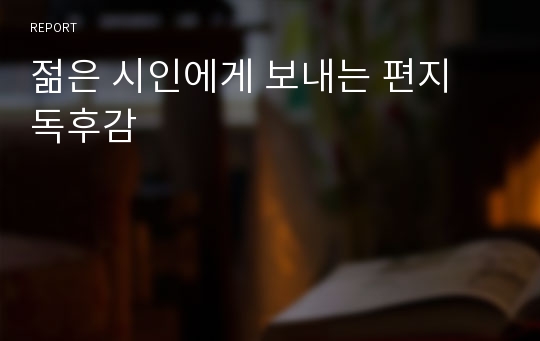 젊은 시인에게 보내는 편지 독후감