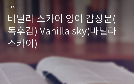 바닐라 스카이 영어 감상문(독후감) Vanilla sky(바닐라 스카이)