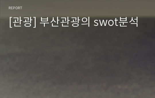 [관광] 부산관광의 swot분석