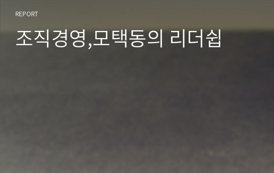 조직경영,모택동의 리더쉽