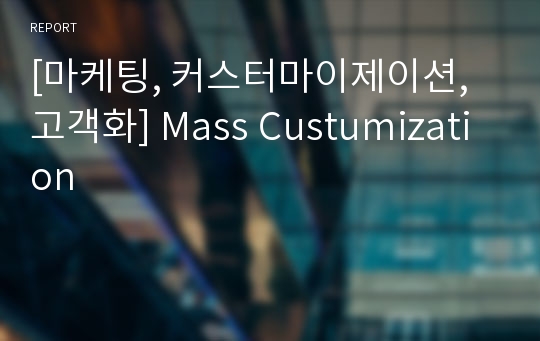 [마케팅, 커스터마이제이션, 고객화] Mass Custumization