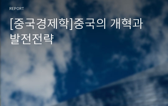 [중국경제학]중국의 개혁과 발전전략