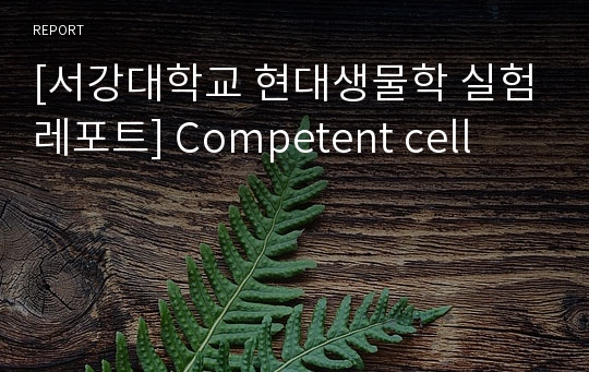 [서강대학교 현대생물학 실험레포트] Competent cell