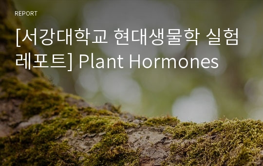 [서강대학교 현대생물학 실험레포트] Plant Hormones