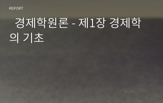   경제학원론 - 제1장 경제학의 기초