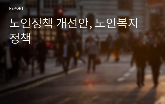 노인정책 개선안, 노인복지 정책