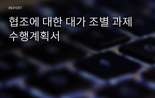 협조에 대한 대가 조별 과제 수행계획서