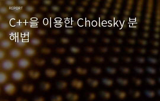 C++을 이용한 Cholesky 분해법