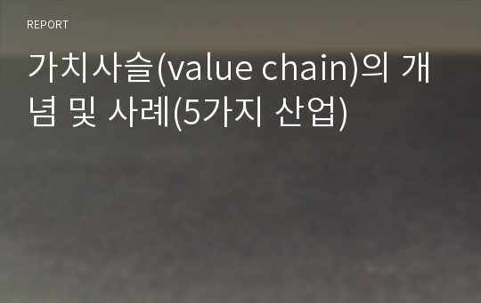 가치사슬(value chain)의 개념 및 사례(5가지 산업)