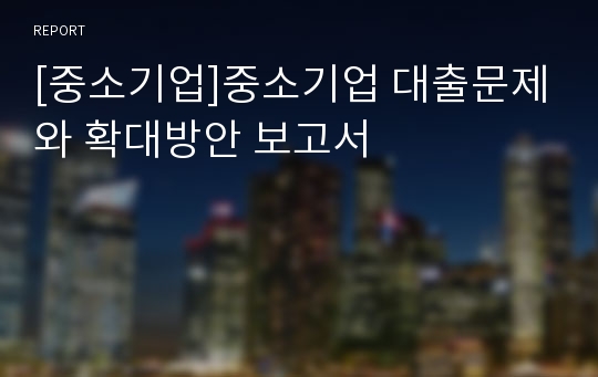 [중소기업]중소기업 대출문제와 확대방안 보고서