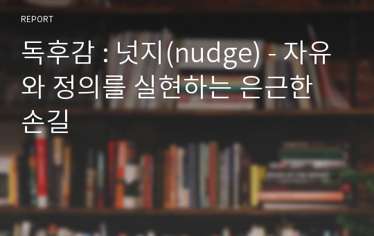 독후감 : 넛지(nudge) - 자유와 정의를 실현하는 은근한 손길