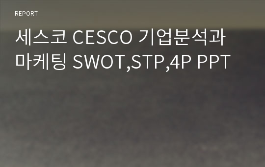 세스코 CESCO 기업분석과 마케팅 SWOT,STP,4P PPT