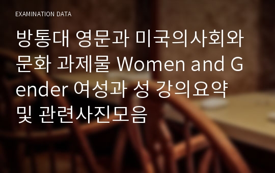 방통대 영문과 미국의사회와문화 과제물 Women and Gender 여성과 성 강의요약 및 관련사진모음