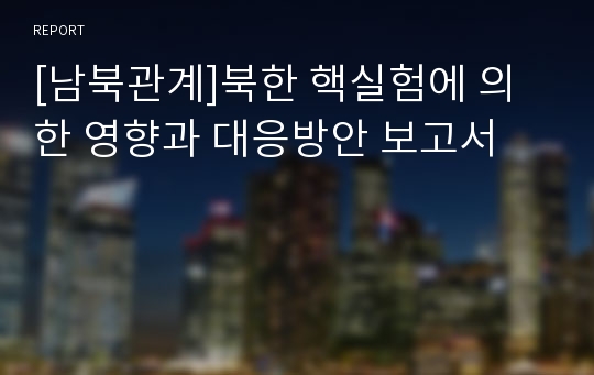 [남북관계]북한 핵실험에 의한 영향과 대응방안 보고서