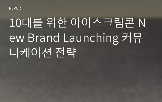 10대를 위한 아이스크림콘 New Brand Launching 커뮤니케이션 전략