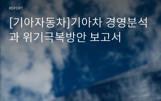 [기아자동차]기아차 경영분석과 위기극복방안 보고서