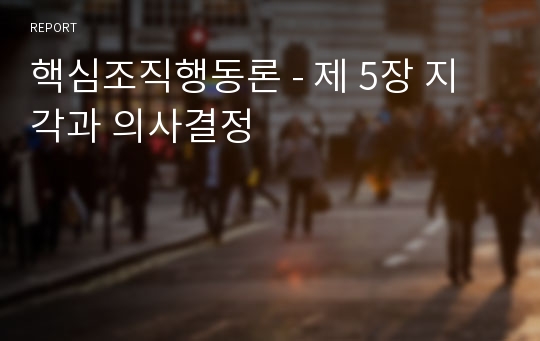 핵심조직행동론 - 제 5장 지각과 의사결정