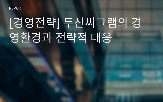 [경영전략] 두산씨그램의 경영환경과 전략적 대응