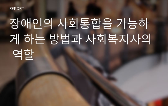 장애인의 사회통합을 가능하게 하는 방법과 사회복지사의 역할