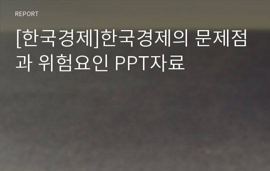 [한국경제]한국경제의 문제점과 위험요인 PPT자료