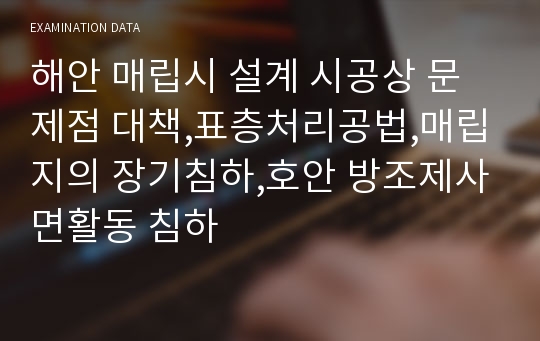 해안 매립시 설계 시공상 문제점 대책,표층처리공법,매립지의 장기침하,호안 방조제사면활동 침하