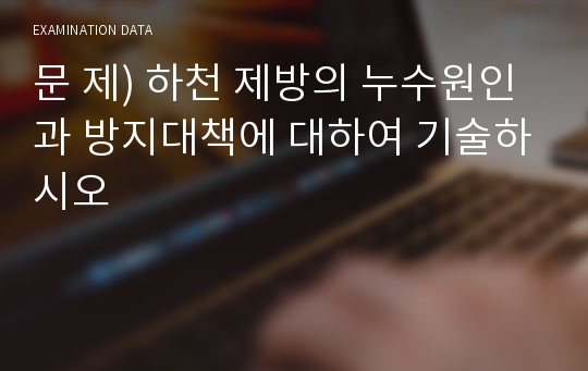 문 제) 하천 제방의 누수원인과 방지대책에 대하여 기술하시오