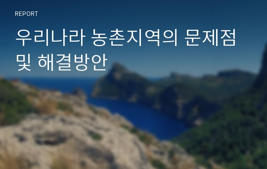 우리나라 농촌지역의 문제점 및 해결방안