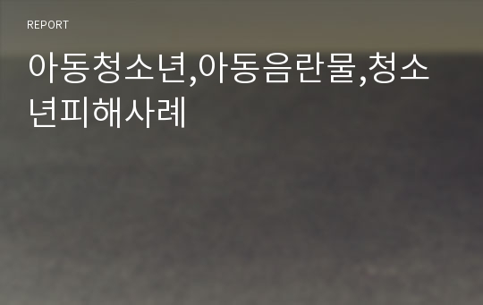 아동청소년,아동음란물,청소년피해사례