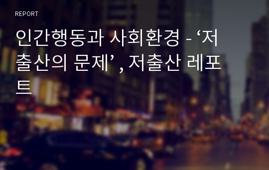 인간행동과 사회환경 - ‘저출산의 문제’ , 저출산 레포트