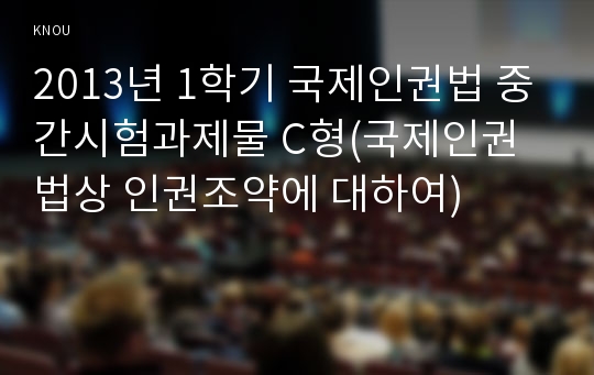 2013년 1학기 국제인권법 중간시험과제물 C형(국제인권법상 인권조약에 대하여)