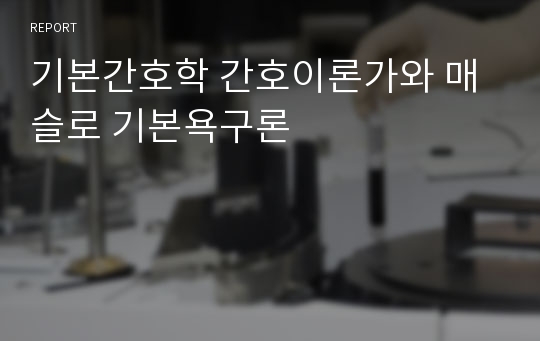 기본간호학 간호이론가와 매슬로 기본욕구론