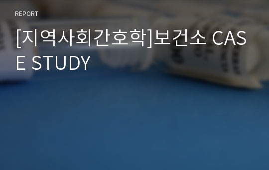 [지역사회간호학]보건소 CASE STUDY