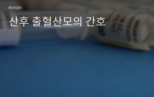 산후 출혈산모의 간호