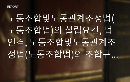 노동조합및노동관계조정법(노동조합법)의 설립요건, 법인격, 노동조합및노동관계조정법(노동조합법)의 조합규약, 노동조합및노동관계조정법(노동조합법)과 공무원노동조합, 교원노동조합 분석