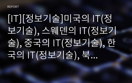 [IT][정보기술]미국의 IT(정보기술), 스웨덴의 IT(정보기술), 중국의 IT(정보기술), 한국의 IT(정보기술), 북한의 IT(정보기술), 싱가포르의 IT(정보기술) 분석