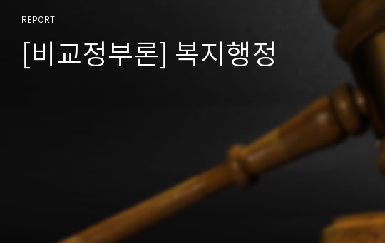 [비교정부론] 복지행정